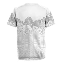 Samoa Lotu Tamaiti Rugby Jersey White Sunday Polynesian Pattern With Tropical Flowers