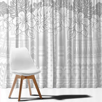 Samoa Lotu Tamaiti Window Curtain White Sunday Polynesian Pattern With Tropical Flowers
