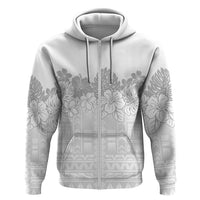 Samoa Lotu Tamaiti Zip Hoodie White Sunday Polynesian Pattern With Tropical Flowers LT05 Zip Hoodie White - Polynesian Pride