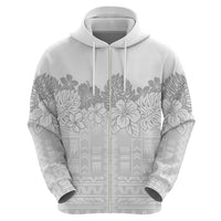 Samoa Lotu Tamaiti Zip Hoodie White Sunday Polynesian Pattern With Tropical Flowers LT05 - Polynesian Pride