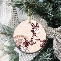 Bula Fiji Language Week Ceramic Ornament Fijian Tapa Pattern With Tagimoucia Flower LT05 - Polynesian Pride