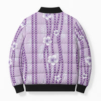 Hawaii Queen Liliuokalani Bomber Puffer Jacket Lavender Lei Pua Kalaunu LT05 - Polynesian Pride