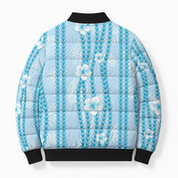 Hawaii Queen Liliuokalani Bomber Puffer Jacket Blue Lei Pua Kalaunu LT05 - Polynesian Pride