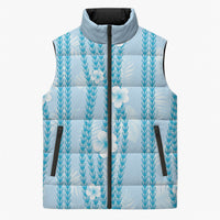 Hawaii Queen Liliuokalani Sleeveless Puffer Jacket Blue Lei Pua Kalaunu LT05 Unisex Blue - Polynesian Pride