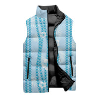 Hawaii Queen Liliuokalani Sleeveless Puffer Jacket Blue Lei Pua Kalaunu LT05 - Polynesian Pride