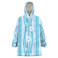 Hawaii Queen Liliuokalani Wearable Blanket Hoodie Blue Lei Pua Kalaunu LT05 One Size Blue - Polynesian Pride