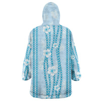 Hawaii Queen Liliuokalani Wearable Blanket Hoodie Blue Lei Pua Kalaunu LT05 - Polynesian Pride