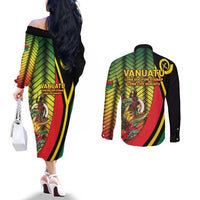 Vanuatu Constitution Day Couples Matching Off The Shoulder Long Sleeve Dress and Long Sleeve Button Shirt Long Live Vanuatu LT05 - Polynesian Pride