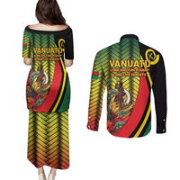 Vanuatu Constitution Day Couples Matching Puletasi and Long Sleeve Button Shirt Long Live Vanuatu LT05 - Polynesian Pride
