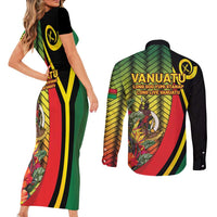 Vanuatu Constitution Day Couples Matching Short Sleeve Bodycon Dress and Long Sleeve Button Shirt Long Live Vanuatu LT05 - Polynesian Pride