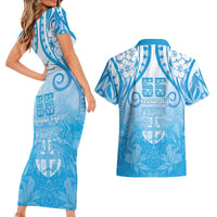 Fiji Day Couples Matching Short Sleeve Bodycon Dress and Hawaiian Shirt 55th Anniversary Forever Fiji - Polynesian Pride