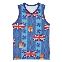 Fiji Masi Tapa Basketball Jersey Coat Of Arms LT05 Unisex Blue - Polynesian Pride
