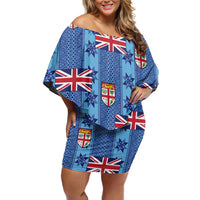 Fiji Masi Tapa Family Matching Off Shoulder Short Dress and Hawaiian Shirt Coat Of Arms - Polynesian Pride