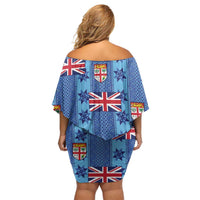 Fiji Masi Tapa Family Matching Off Shoulder Short Dress and Hawaiian Shirt Coat Of Arms - Polynesian Pride