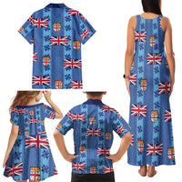 Fiji Masi Tapa Family Matching Tank Maxi Dress and Hawaiian Shirt Coat Of Arms - Polynesian Pride