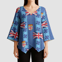 Fiji Masi Tapa Kimono Sleeve Blouse Coat Of Arms LT05 - Polynesian Pride
