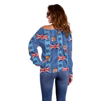 Fiji Masi Tapa Off Shoulder Sweater Coat Of Arms - Polynesian Pride