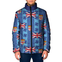 Fiji Masi Tapa Padded Jacket Coat Of Arms LT05 Men Blue - Polynesian Pride