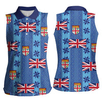 Fiji Masi Tapa Women Sleeveless Polo Shirt Coat Of Arms - Polynesian Pride