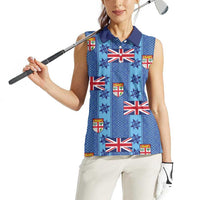Fiji Masi Tapa Women Sleeveless Polo Shirt Coat Of Arms - Polynesian Pride
