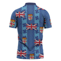 Fiji Masi Tapa Zipper Polo Shirt Coat Of Arms LT05 - Polynesian Pride