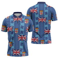 Fiji Masi Tapa Zipper Polo Shirt Coat Of Arms LT05 - Polynesian Pride