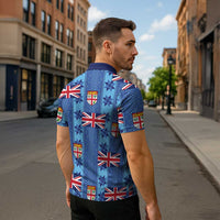 Fiji Masi Tapa Zipper Polo Shirt Coat Of Arms LT05 - Polynesian Pride