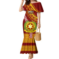 Custom Vavau High School Mermaid Dress Tongan Kupesi Pattern LT05 Women Red - Polynesian Pride