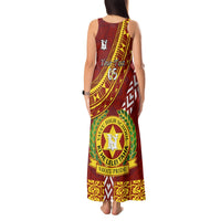 Custom Vavau High School Tank Maxi Dress Tongan Kupesi Pattern LT05 - Polynesian Pride
