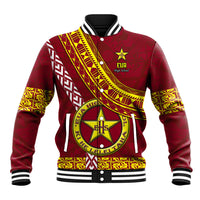 Custom Eua High School Baseball Jacket Tongan Kupesi Pattern LT05 Unisex Red - Polynesian Pride