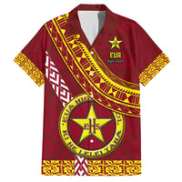 Custom Eua High School Family Matching Short Sleeve Bodycon Dress and Hawaiian Shirt Tongan Kupesi Pattern LT05 Dad's Shirt - Short Sleeve Red - Polynesian Pride