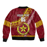 Custom Eua High School Sleeve Zip Bomber Jacket Tongan Kupesi Pattern LT05 - Polynesian Pride