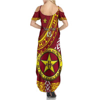 Custom Eua High School Summer Maxi Dress Tongan Kupesi Pattern LT05 - Polynesian Pride