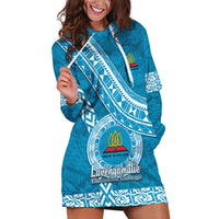 Custom Lavengamalie College Hoodie Dress Tongan Kupesi Pattern LT05 Blue - Polynesian Pride