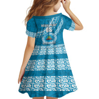 Custom Lavengamalie College Kid Short Sleeve Dress Tongan Kupesi Pattern LT05 - Polynesian Pride