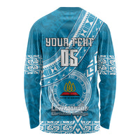 Custom Lavengamalie College Long Sleeve Shirt Tongan Kupesi Pattern LT05 - Polynesian Pride