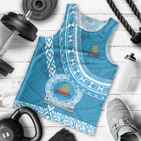 Custom Lavengamalie College Men Tank Top Tongan Kupesi Pattern LT05 Blue - Polynesian Pride