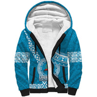 Custom Lavengamalie College Sherpa Hoodie Tongan Kupesi Pattern LT05 Unisex Blue - Polynesian Pride
