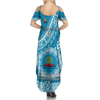 Custom Lavengamalie College Summer Maxi Dress Tongan Kupesi Pattern LT05 - Polynesian Pride