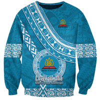 Custom Lavengamalie College Sweatshirt Tongan Kupesi Pattern LT05 Unisex Blue - Polynesian Pride