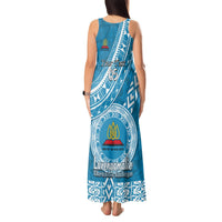 Custom Lavengamalie College Tank Maxi Dress Tongan Kupesi Pattern LT05 - Polynesian Pride