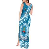 Custom Lavengamalie College Tank Maxi Dress Tongan Kupesi Pattern LT05 - Polynesian Pride