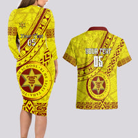 Custom Tonga High School Couples Matching Long Sleeve Bodycon Dress and Hawaiian Shirt Tongan Kupesi Pattern LT05 - Polynesian Pride