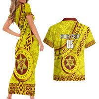 Custom Tonga High School Couples Matching Short Sleeve Bodycon Dress and Hawaiian Shirt Tongan Kupesi Pattern LT05 - Polynesian Pride
