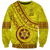 Custom Tonga High School Sweatshirt Tongan Kupesi Pattern LT05 Unisex Yellow - Polynesian Pride