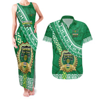 Custom Saineha High School Couples Matching Tank Maxi Dress and Hawaiian Shirt Tongan Kupesi Pattern LT05 Green - Polynesian Pride