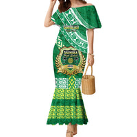 Custom Saineha High School Mermaid Dress Tongan Kupesi Pattern LT05 Women Green - Polynesian Pride