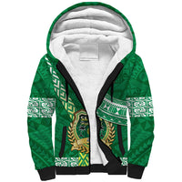 Custom Saineha High School Sherpa Hoodie Tongan Kupesi Pattern LT05 Unisex Green - Polynesian Pride