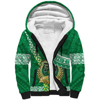 Custom Saineha High School Sherpa Hoodie Tongan Kupesi Pattern LT05 Unisex Green - Polynesian Pride