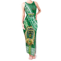 Custom Saineha High School Tank Maxi Dress Tongan Kupesi Pattern LT05 Women Green - Polynesian Pride
